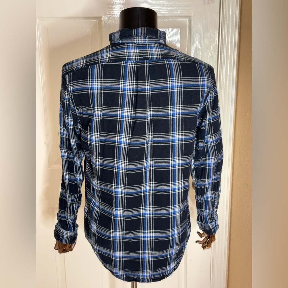 RALPH LAUREN Mens M DOUBLE FACED PLAID SPORT SHIRT Blue Black COTTON​​ - Picture 3 of 11